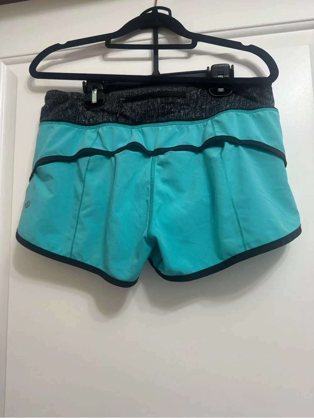 Lululemon Run Speed Short 2.5” LR 4-Way Stretch Teal Turquoise Gray Black 6